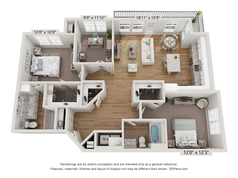 Floor plan image of B4, 2-bedroom apartment